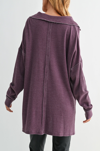 Skylight Waffle Knit Collared Pullover