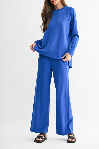 The Weekend Luxe Sand Wash Rib Wide Leg Pant