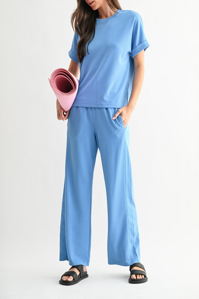 Iconic Luxe Sand Wash Rib Wide Leg Pants