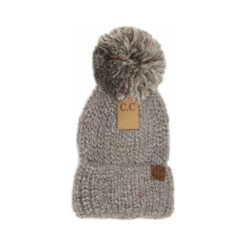 C.C Feather Knit Pom Beanie