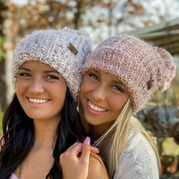 C.C Feather Knit Pom Beanie