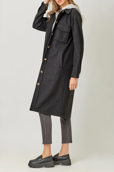 Woodland Twofer Hoodie Solid Coat