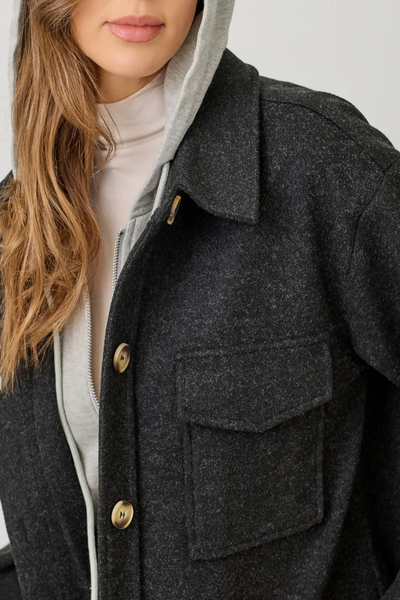 Woodland Twofer Hoodie Solid Coat