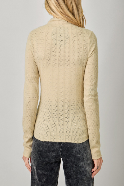 Follow You Lettuce Edge Detail Mock Neck Top