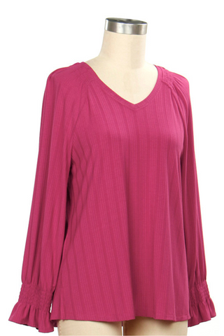 Indigo Tempo Rib Knit Top