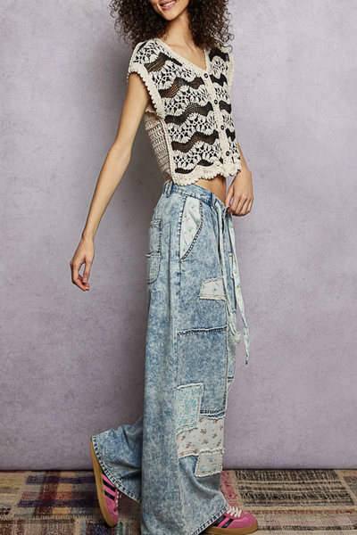 Melodies Patchwork Straight Leg Pants