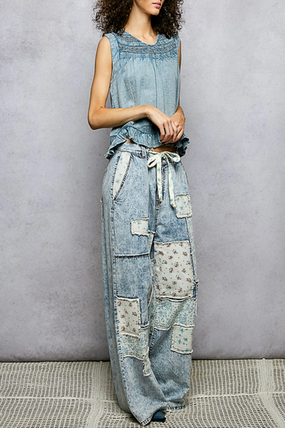 Melodies Patchwork Straight Leg Pants