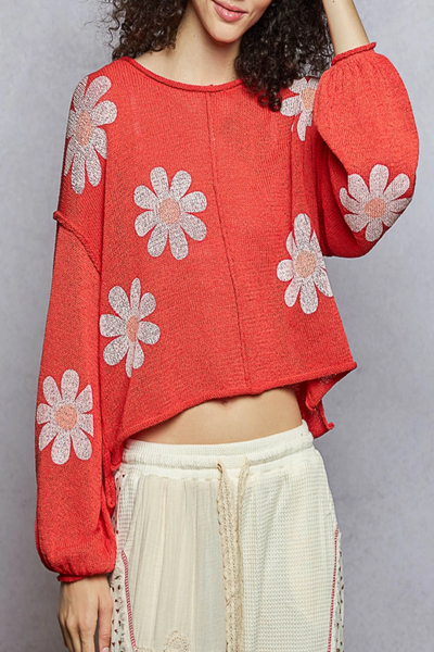 Blossoms Floral Print Sweater
