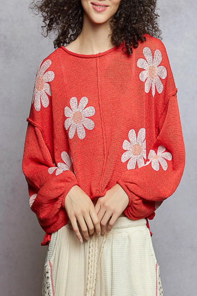 Blossoms Floral Print Sweater