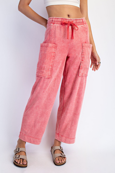 Stateside Mineral Washed French Terry Cropped Cargo Pant