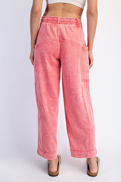 Stateside Mineral Washed French Terry Cropped Cargo Pant