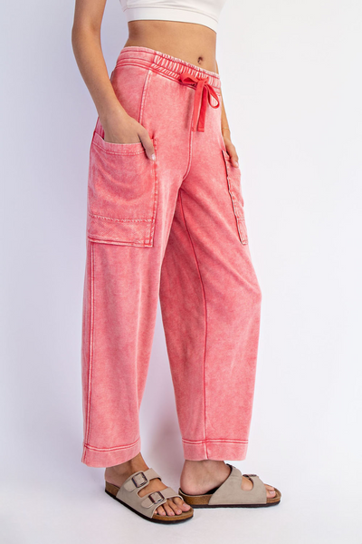 Stateside Mineral Washed French Terry Cropped Cargo Pant