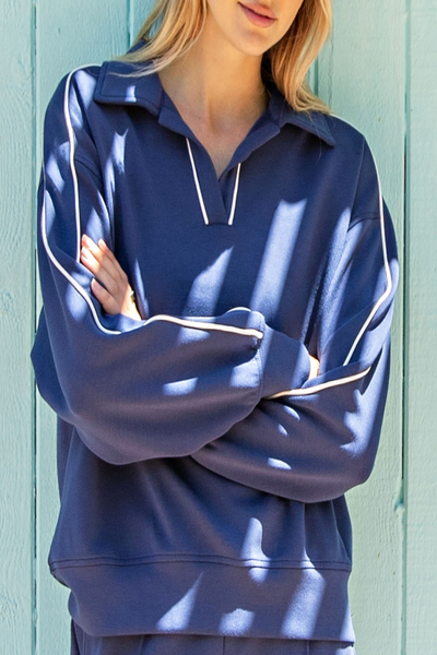 Ivy League Modal Scuba Piping Polo Pullover