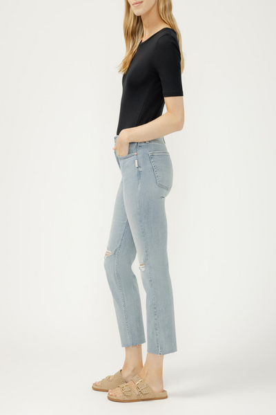 Most Wanted Mid Rise Cropped Straight Leg Luxe Stretch Jeans