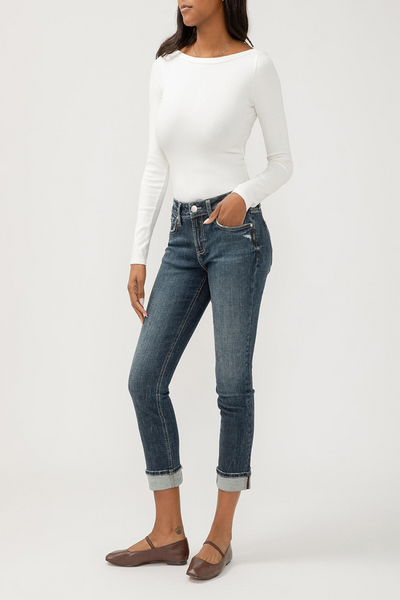 Suki Mid Rise Straight Leg Crop Jean