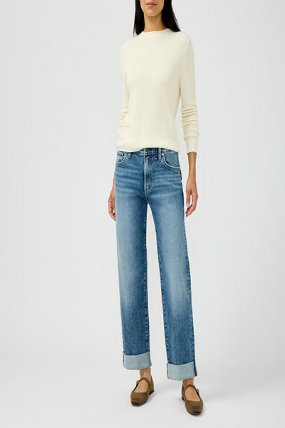 Relaxed Mid Rise Straight Leg Ankle Jeans