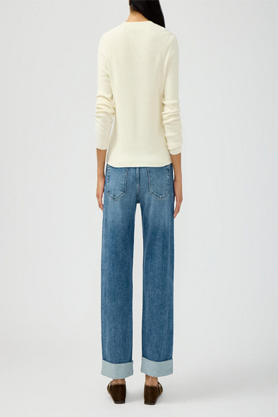 Relaxed Mid Rise Straight Leg Ankle Jeans