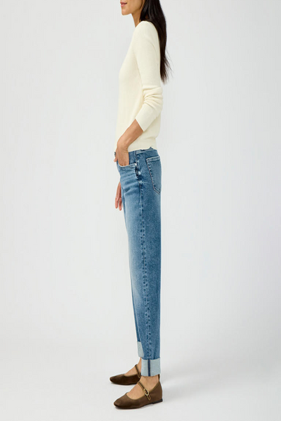 Relaxed Mid Rise Straight Leg Ankle Jeans