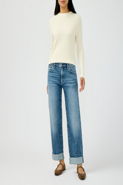 Relaxed Mid Rise Straight Leg Ankle Jeans