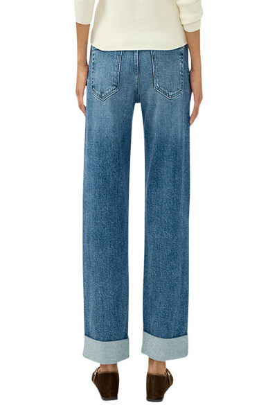 Relaxed Mid Rise Straight Leg Ankle Jeans