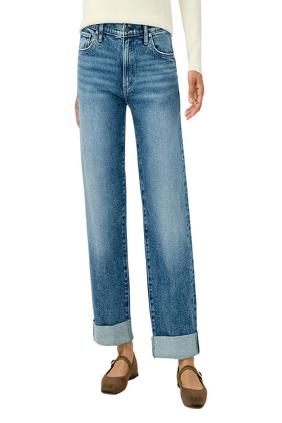 Relaxed Mid Rise Straight Leg Ankle Jeans