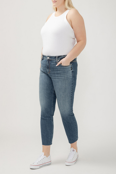 Elyse Mid Rise Straight Leg Ankle Jeans