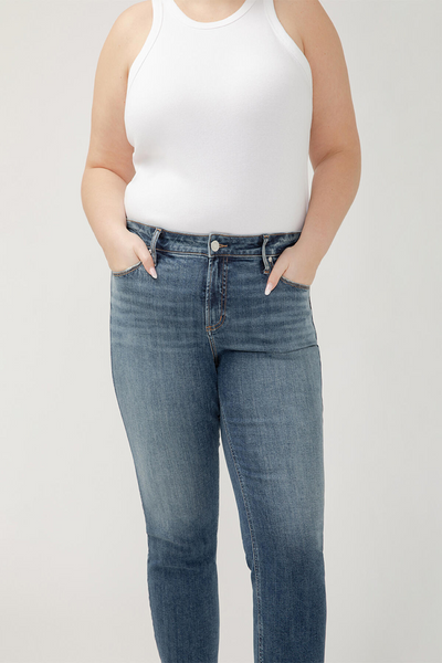 Elyse Mid Rise Straight Leg Ankle Jeans