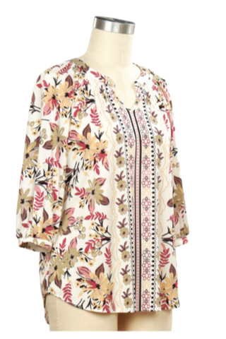 Elevated Border Print Blouse