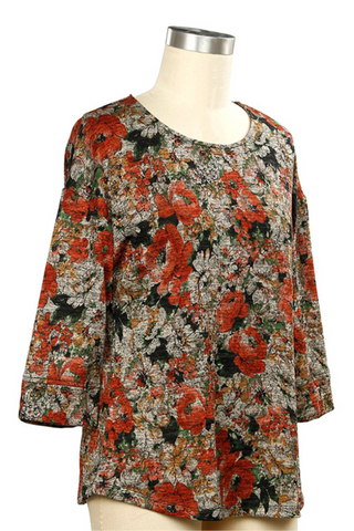 Color Vintage Flower Print Top