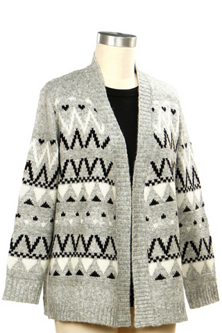 Andrea Jacquard Knit Sweater Cardigan