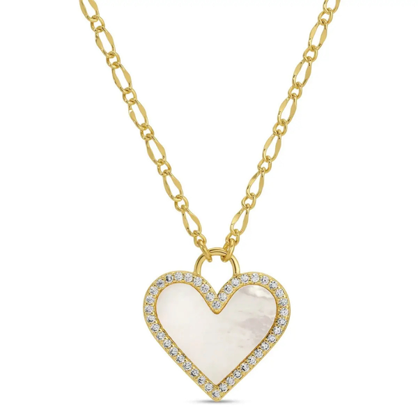 Luxe Heart Shell Pavé Pendant Necklace