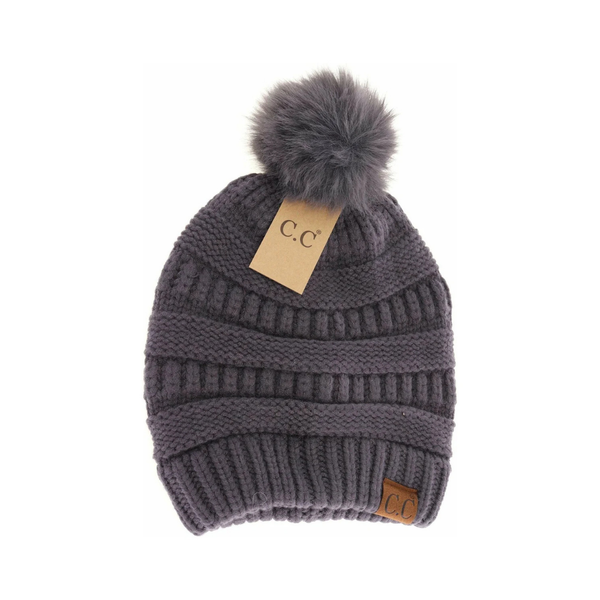 C.C Matching Fur Pom Beanie