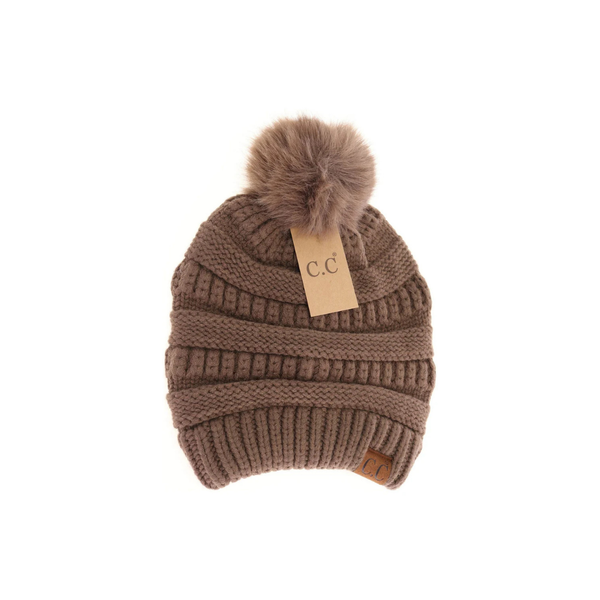 C.C Matching Fur Pom Beanie