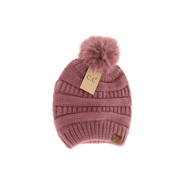 C.C Matching Fur Pom Beanie