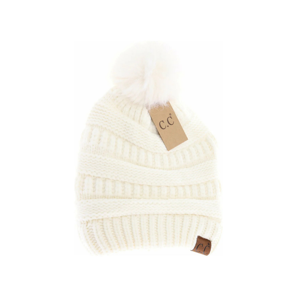 C.C Matching Fur Pom Beanie