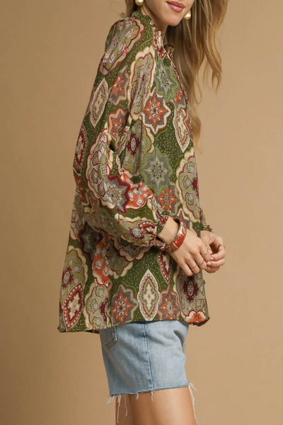 Almost Home Mosaic Print Blouse