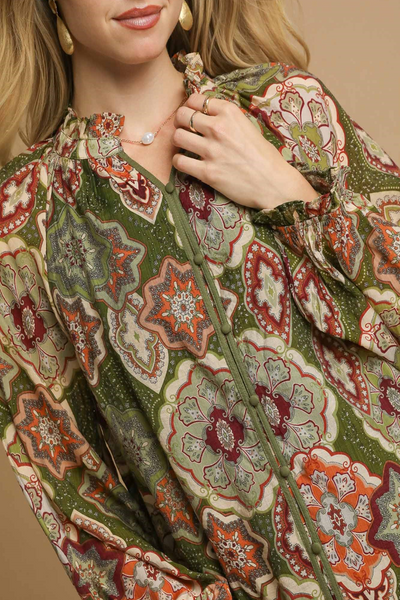 Almost Home Mosaic Print Blouse