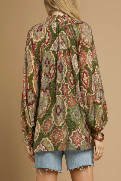 Almost Home Mosaic Print Blouse