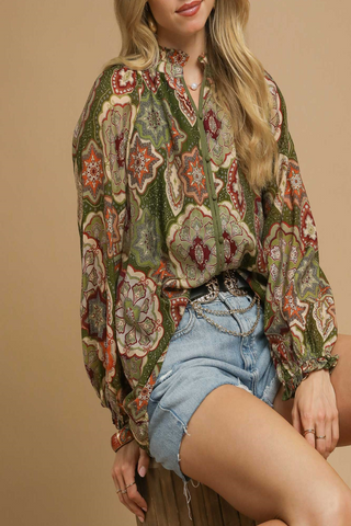 Almost Home Mosaic Print Blouse