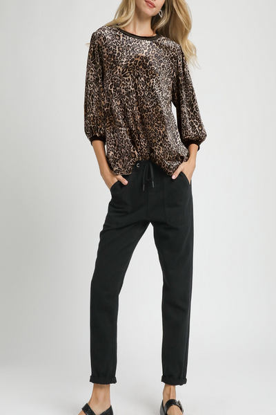 Lush Life Velvet Leopard Print Top