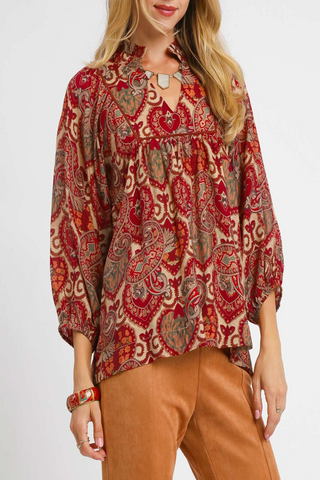 Hidden Harmonies Boho Paisley Blouse