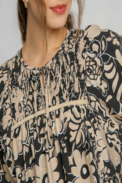 Perennial Floral Print Smocked Top