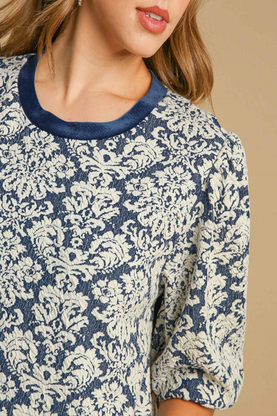 Dreams Abstract Jacquard Print Knit Top