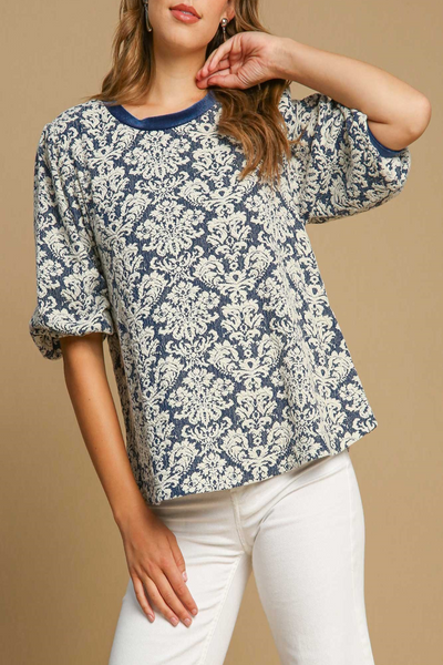 Dreams Abstract Jacquard Print Knit Top