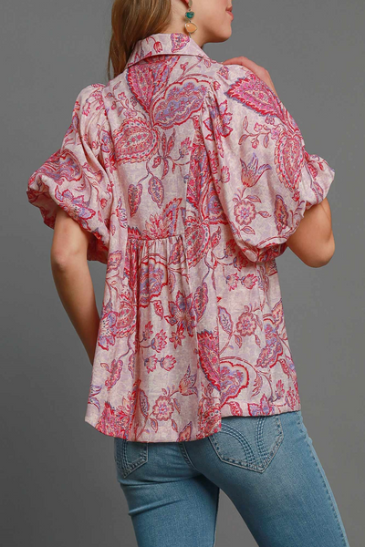 Sweet Emotions Floral Paisley Print Top
