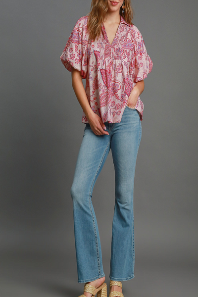 Sweet Emotions Floral Paisley Print Top
