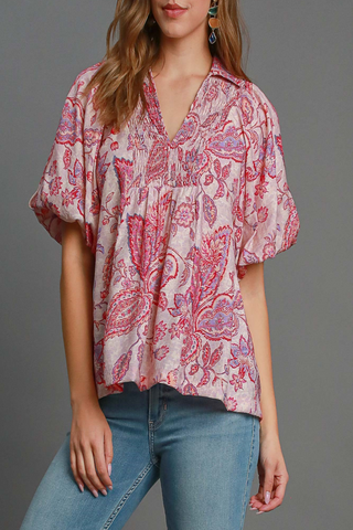 Sweet Emotions Floral Paisley Print Top