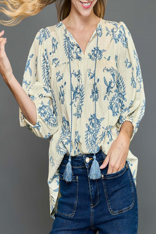 Blue Skies Paisley Print Top