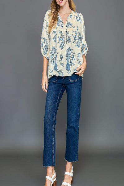 Blue Skies Paisley Print Top