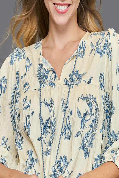 Blue Skies Paisley Print Top